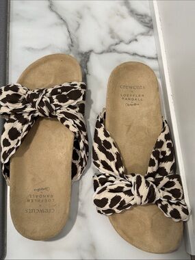 Crewcuts X Loemfler Randall Leopard Print Knot Slides Sandals Big Girl Size 5